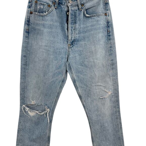 Agolde Riley High Rise Straight Crop Jeans Denim Shatter Wash Blue Size 27 - Picture 5 of 12